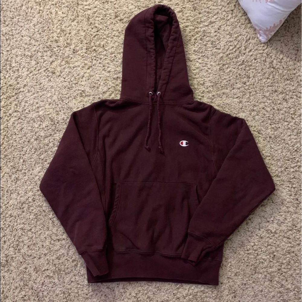 CHAMPION REVERSE WEAVE BURGUNDY HOODIE (S)